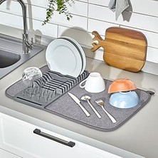 Kazan Hobi Tezgah Üstü Bulaşıklık Bulaşık Kurutma Matı Süzgeci Katlanır Plastik Sepeti Kurulama Bezi Örtüsü Kurutmalık Katlanabilir Tabaklık Süzgeçleri