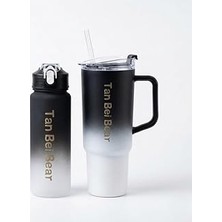 Kazan Hobi 2’li Matara ve Pipetli Mug Bardak Seti – 900 ml Spor Suluk + 1500 ml Pipetli Termal Mug Bardak, Günlük Kullanım Için Içecek Seti