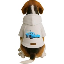 Kazan Hobi Baskılı Içi Polarlı Köpek ve Kedi Kıyafeti & Elbisesi - Beyaz Renk Kapüşonlu Hoodie B29A1 4xl