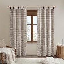 Kazan Hobi Madison Park Anaheim Kabin Ekose Perde Penceresi, Isı Yalıtımlı Polar Astar, Oturma Odası Dekoru Yatak Odası Için Işık Engelleyici Örtüsü, 1-Tekli Panel Paketi, 50" x 84", Suni Deri Tab, Kahverengi