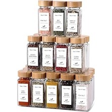 Kazan Hobi Orret Home 12'li Bambu ve Akasya Kapaklı Cam Baharatlık Seti 120 ml - Doğal Ahşap Kapaklı, Şeffaf Cam, Sağlıklı ve Şık Baharat Kavanozları (Bambu Kapak)