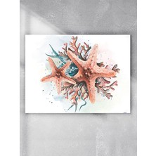 Kazan Hobi Postermanya (PSTER2132) Pembe Deniz Yıldızları Hayvan Poster - Afiş - Dekoratif Duvar Posteri 60 x 90