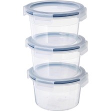 Kazan Hobi Plastik Saklama Kabı Seti, Şeffaf, 750 Ml, Yuvarlak, 3 Parça