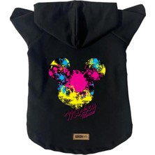 Kazan Hobi Kapişonlu Polar Sweatshirt Köpek ve Kedi Kıyafeti & Elbisesi Siyah Yeni Mickey Mouse 2 S