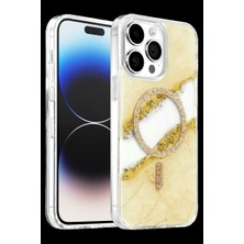 MiraLive Onegif Apple Iphone 15 Pro Max Lotus Simli Magsafe Kapak - Gümüş