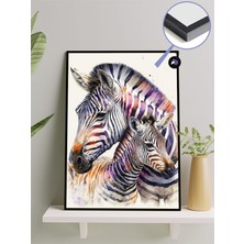 Kazan Hobi Postermanya (PSTER21220) Zebra Sevgisi Hayvan Çerçeveli Tablo - Çerçeveli Poster 30 x 40