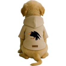 Kazan Hobi Baskılı Içi Polarlı Köpek ve Kedi Kıyafeti & Elbisesi - Bej Renk Kapüşonlu Hoodie BDB10 L