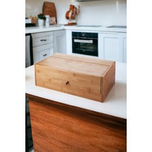 Kazan Hobi Deconox Bambu Ekmek Kutusu Ekmek Dolabı, Ekmek Sepeti Sandığı, Ekmeklik, Çok Amaçlı Bambu Kutu (34CM 19.5cm 14CM)