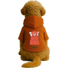 Kazan Hobi Baskılı Içi Polarlı Köpek ve Kedi Kıyafeti & Elbisesi - Turuncu Renk Kapüşonlu Hoodie BB058, Xs