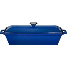 Kazan Hobi Lava Döküm Ekmek Kabı/terrine, 11X29 Cm, Mavi