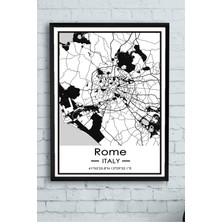 Kazan Hobi Postermanya (PSTER14410) Italya Roma Harita Dekoratif Tasarım Çerçeveli Tablo 21 x 30