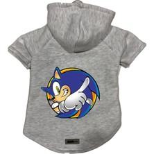 Kazan Hobi Kapişonlu Polar Sweatshirt Köpek ve Kedi Kıyafeti & Elbisesi Gri Sonic L