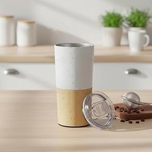 Kazan Hobi Deconox 600 ml Bambu Tabanlı Çelik Termos Mug - 5 Farklı Renk Seçenekli Sıcak ve Soğuk Tutucu Seyahat Bardağı (Beyaz)