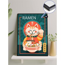 Kazan Hobi Postermanya (PSTER319) Ramen Cat Kedi Manga Anime Çerçeveli Tablo - Çerçeveli Poster 40 x 50