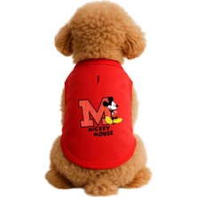 Kazan Hobi Kedi ve Köpek Kıyafeti & Elbisesi Kırmızı Mickey Mouse Atlet S