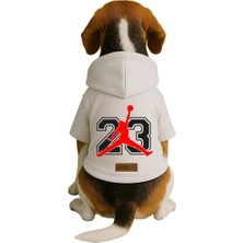 Kazan Hobi Baskılı Içi Polarlı Köpek ve Kedi Kıyafeti & Elbisesi - Beyaz Renk Kapüşonlu Hoodie B46A1, M