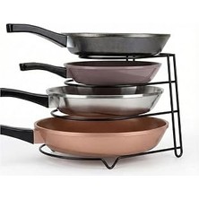 Kazan Hobi Orret Home Metal 4 Katlı Tava Rafı Düzenleyici Organizer – Dik ve Yatay Kullanım Tencere Tava Standı, Dolap Içi Tava Rafı, Mutfak Tencere Kapaklık Organizer, Çok Amaçlı Metal Raf