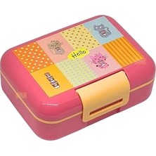 Kazan Hobi Vagonlife Bento 1600ML Lunchbox Sevimli Kedi Desenli Tek Katlı 2 Bölmeli Pp Plastik Sefer Tası Yemek Kutusu
