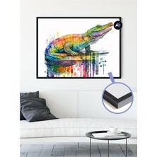Kazan Hobi Postermanya (PSTER21128) Renkli Timsah Hayvan Çerçeveli Tablo - Çerçeveli Poster 40 x 50