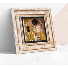 Kazan Hobi Pinecone Stone Gustav Klimt Öpücük Taş Duvar Tablosu - Çerçeveli Taş Tablo - Dekoratif Duvar Sanatı - Modern Ev ve Ofis Duvar Dekoru K1-25