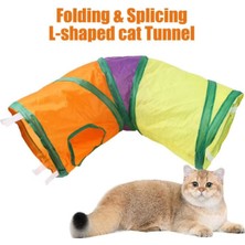 Glipet Madoet L Model Köşeli Katlanabilir Gökkuşağı Kedi Oyun Tüneli 48X46X25 cm