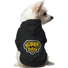 Kazan Hobi Kedi ve Köpek Kıyafeti & Elbisesi Siyah Hoodie Super Dog Xl