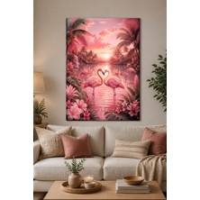 Mythog Flamingo Desenli Baskılı Cam Tablo – Pembe Tropikal Uv Baskı Duvar Dekoru