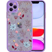 iPhone 11 Pro Max 6.5inç Kamera Korumalı Çiçek Desenli Silikon KILIF-(5775)