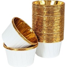 Kazan Hobi Trend Hediye Sepeti 25'li Beyaz Gold Muffin Kek Kalıbı, Kek Kapsülü Cupcake Kalıbı, Airfryer Uyumlu