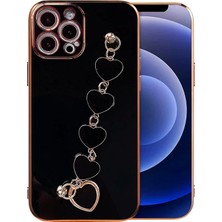 Ally iPhone 12 Pro 6.1inç Kılıf Kalp Bileklik Tutuculu Lüx Silikon Askılı KILIF-(5775)