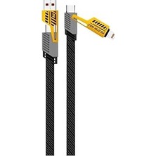 Kazan Hobi 4'ü 1 Arada 65W Pd Hızlı Şarj Kablosu - Type C/usb/lightning Destekli 100 cm Dayanıklı Örgü Yapı - Akıllı ve Güvenli Şarj Bağlantı Desteği