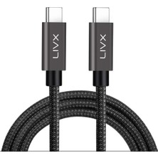 Kazan Hobi Livx Solid 100W 5A Type C To Type C Hızlı Şarj ve Data Kablosu Halat Örgülü Space Gray Mbt (2 Metre)