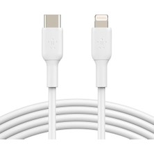 Kazan Hobi Belkin Usb-C - Lightning Kablosu (Hızlı Şarj Kablosu) Hızlı Şarj Mfi Sertifikalı Usb-C Kablosu (Beyaz, 1 M)