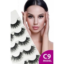 Kazan Hobi Ruby Face Doğal Görünümlü Ipek Bütün 5li Takma Kirpik Seti- 5 Çift Gerçek Takma Kirpik- Model: C9
