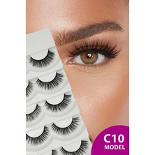 Kazan Hobi Ruby Face Doğal Görünümlü Ipek Bütün 5li Takma Kirpik Seti- 5 Çift Gerçek Takma Kirpik- Model: C10