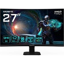 Kazan Hobi Gıgabyte GS27QCA 27" Kavisli Oyuncu Monitörü, Qhd (2560X1440), 180Hz, 1ms Mprt, Va 1500R Panel, Non-Glare, HDMI 2.0 & Displayport 1.4, Hdr Ready, Flicker-Free, Vesa Uyumlu