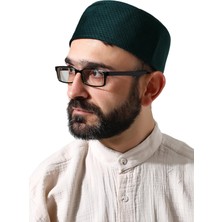 Kazan Hobi Yeşil Petek Kareli Kadife Kalıp Namaz Takkesi Yeşil 61
