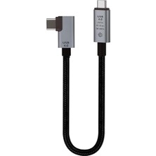 Kazan Hobi Coverzone 40GBPS 240W 4.0 Thunderbolt L Shape Type-C To Type-C Şarj, Data ve 8k 60Hz Data Transfer Kablosu Tip C 30 cm - PD240W