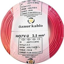 Kazan Hobi Öznur Kablo 2,5mm2 Nya Tek Damar Kırmızı 100