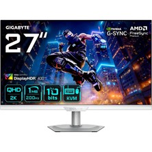 Kazan Hobi Gıgabyte M27Q2 Qd Ice 27" Qhd Ss IPS Gaming Monitör, 200Hz (Oc 210Hz) 1ms Gtg, 99% Dcı-P3, Displayhdr 400, HDMI 2.0 & Dp 1.4 & Usb-C (18W Pd), Ergonomik Stand