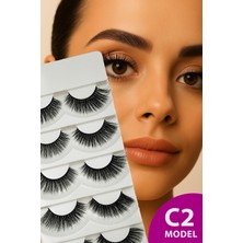 Kazan Hobi Ruby Face Doğal Görünümlü Ipek Bütün 5li Takma Kirpik Seti- 5 Çift Gerçek Takma Kirpik- Model: C2