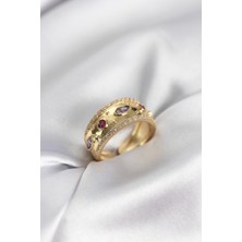 DMR Elegance Gold Renk Zirkon Taşlı Vintage Kadın Yüzük