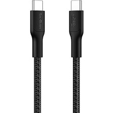 Kazan Hobi Belkin Eco Örgülü Usb-C - Usb-C Kablosu, 1 M, 240 W, Yumuşak, Esnek Hızlı Şarj Kablosu, iPhone 16, Galaxy S25, Pixel 9, Macbook, iPad Pro ve Daha Fazlası Için Tip-C Şarj Kablosu - Siyah (Usb 2.0)