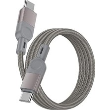 Kazan Hobi Zore Zr-44 Type-C To Type-C Pd 100W Örgü Tasarımlı Hızlı Şarj Özellikli Data ve Şarj Kablosu 1m Gri