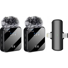 Kazan Hobi Coverzone Kablosuz Yaka Mikrofonu Çiftli Mikrofon iPhone 15 16 17 ile Uyumlu Type-C/lightning Portlu Telefon Pc Tablet Video Kayıt Röportaj Canlı Yayın Vlog Kablosuz Mikrofon F15-2