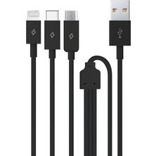 Kazan Hobi Ttec Trio Type-C-Lightning-Micro USB 120CM Şarj Kablosu, Siyah