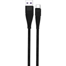 Kazan Hobi Pdateknoloji USB Type-C Pd 5A 100 W Örgülü Hızlı Şarj ve Data Kablosu 1 Metre Siyah Szc-04