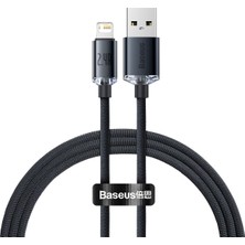Kazan Hobi Baseus Crystal Shine Hızlı Şarj Kablosu, Lightning – 1.2m, iPhone Uyumlu, Güçlendirilmiş Yapı, Dayanıklı ve Hızlı Veri Aktarımı, Siyah
