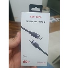 Kazan Hobi Vendens VD-DCM05 Usb-C'den Usb-C'ye Örgülü 60W Hızlı Şarj Destekli Type C Kablo 1m, 2m, 3m