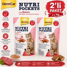 Gimcat Nutri Pockets Sığır Etli ve Maltlı Çıtır Kedi Ödül Maması 60 gr